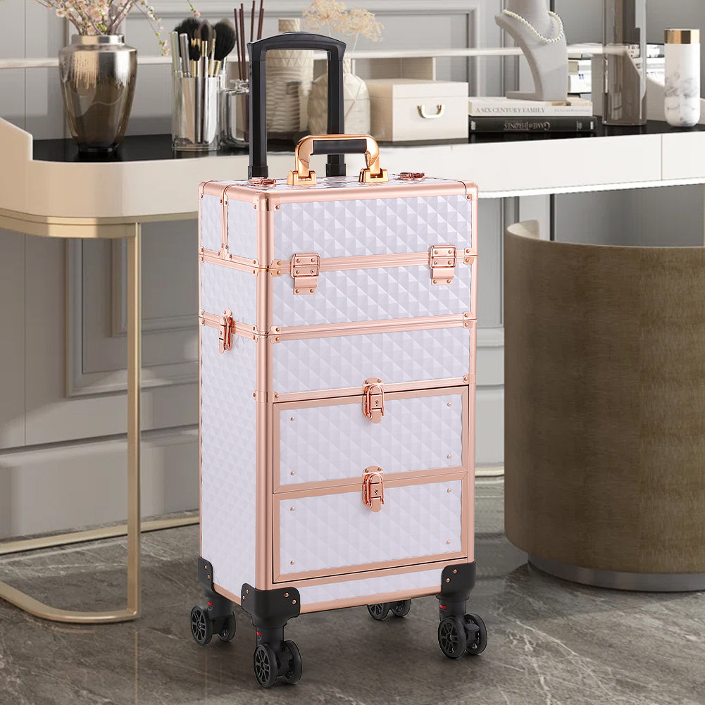 Expandable 4in1 Cosmetic Trolley Case with Detachable Beauty Storage Box