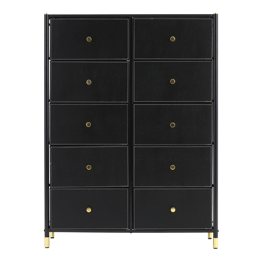 Black 10 Drawer Plastic Storage Cabinet