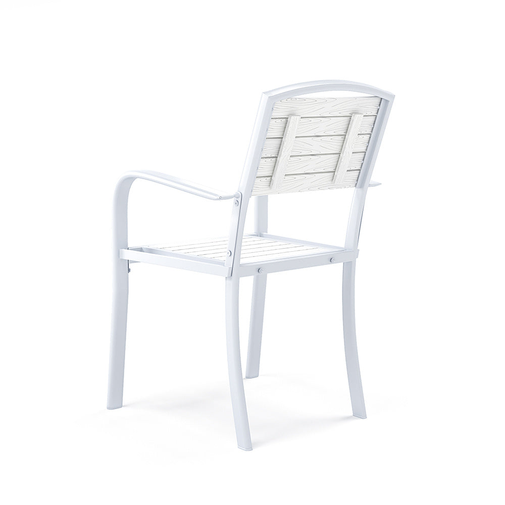 White Set of 4 Garden Dining Armchairs