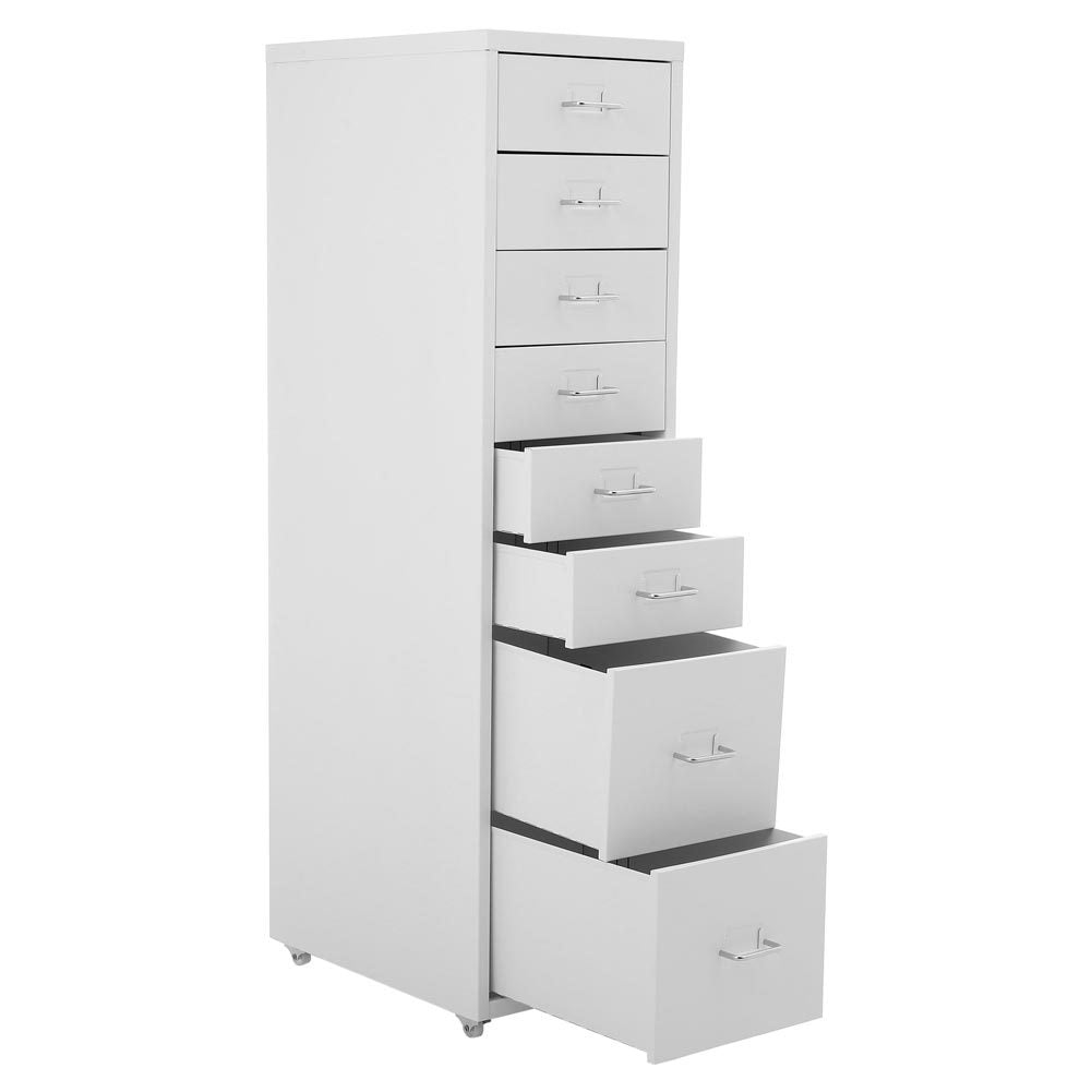 Office Rolling File Cabinet with 8 Drawers Shelf and Wheels, White