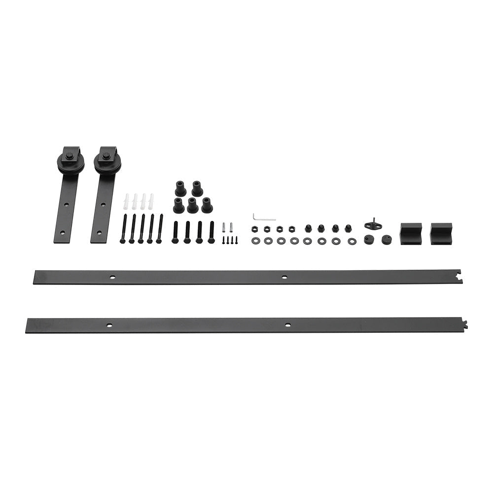 White Farmhouse Style MDF Wooden Barn Door with 183cm Sliding Kit