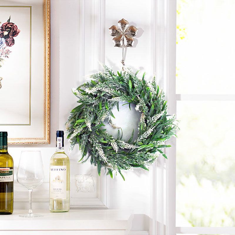 Large Hanging Artificial Lavender Flower Door Wreath, White