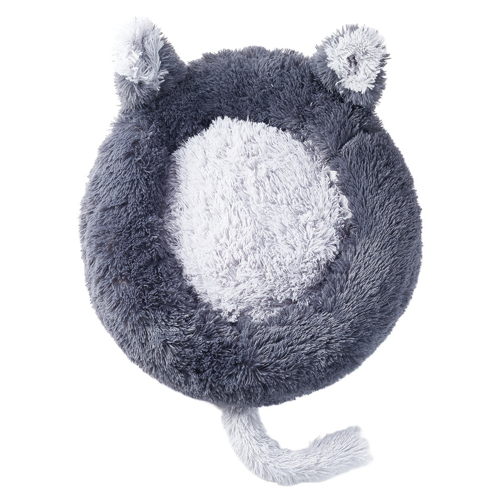 Dark Grey 70cm Round Plush Pet Dog Cat Bed with Cute Ears