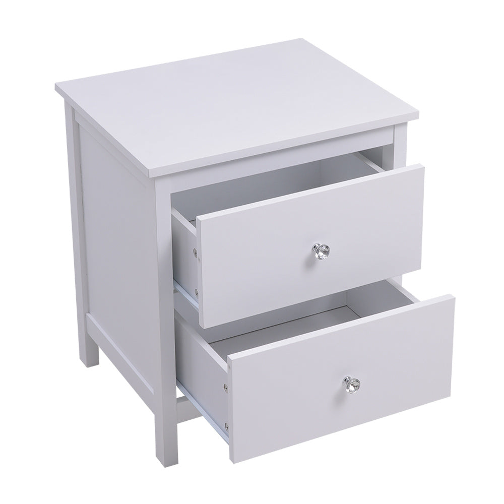 White Wooden Storage Cabinet with 2 Drawers