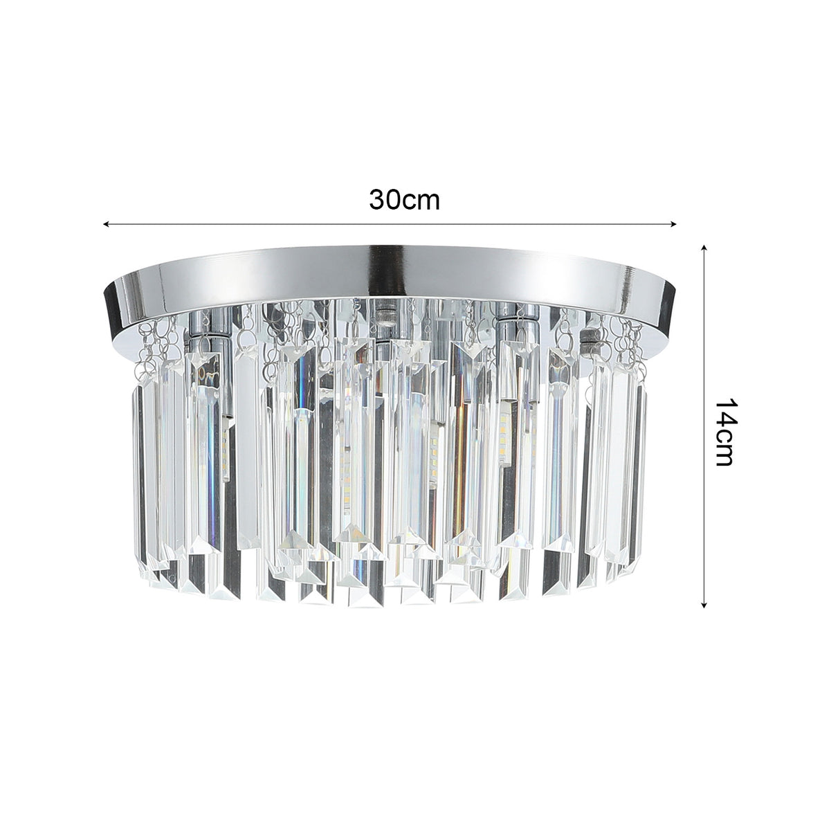 Chrome 30x14cm Crystal Mount Ceiling Light