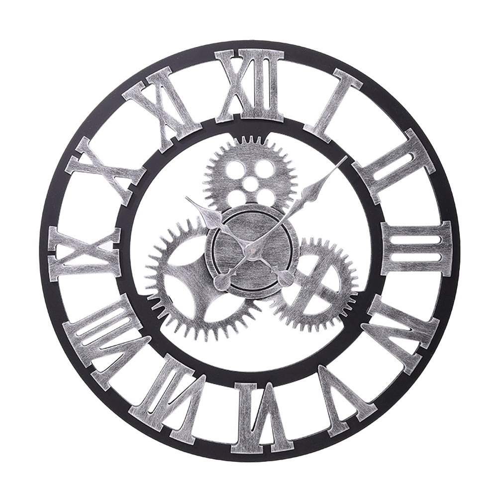 Silver 58cm Industrial Large Retro Silent Wall Clock