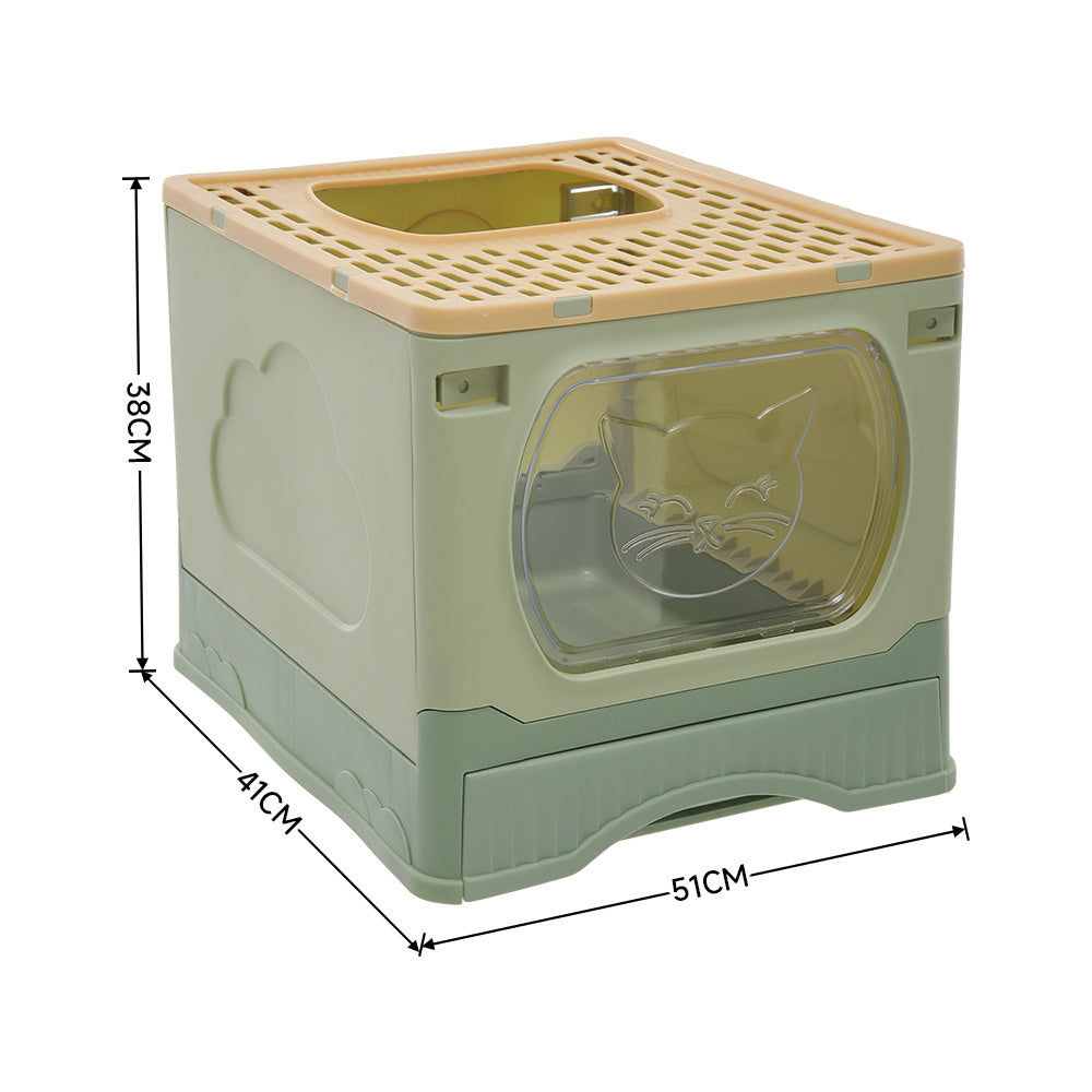 Liningandhome Foldable Cat Litter Box Top Entry Anti-Splashing Cat Toilet