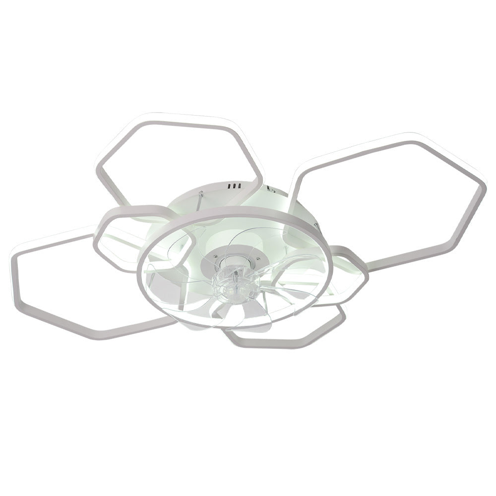 Geometrical Ceiling Mount LED Fan Light,White