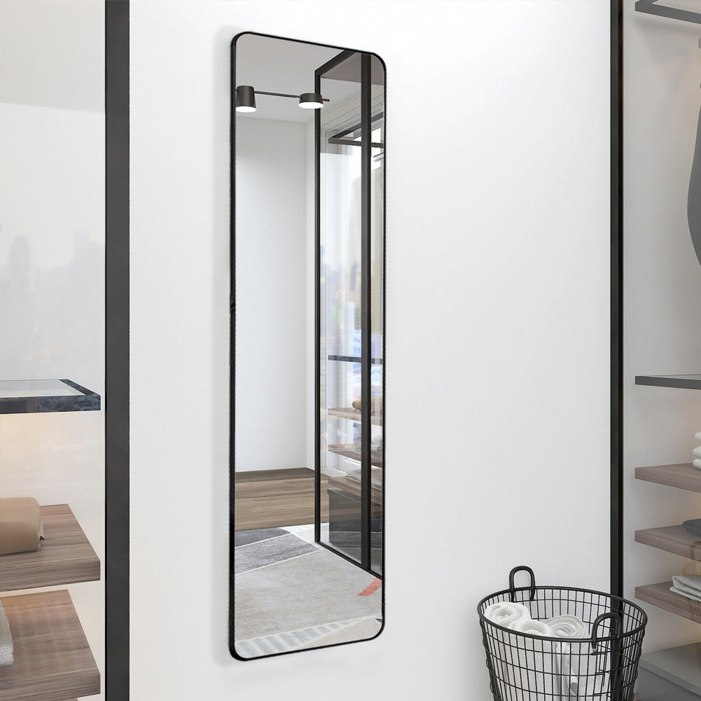 Black 160cm Modern Rectangle Metal Floor Mirror