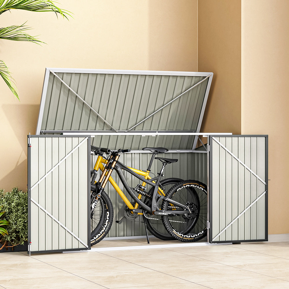 Grey Heavy Duty Steel Bicycle Storage Shed
