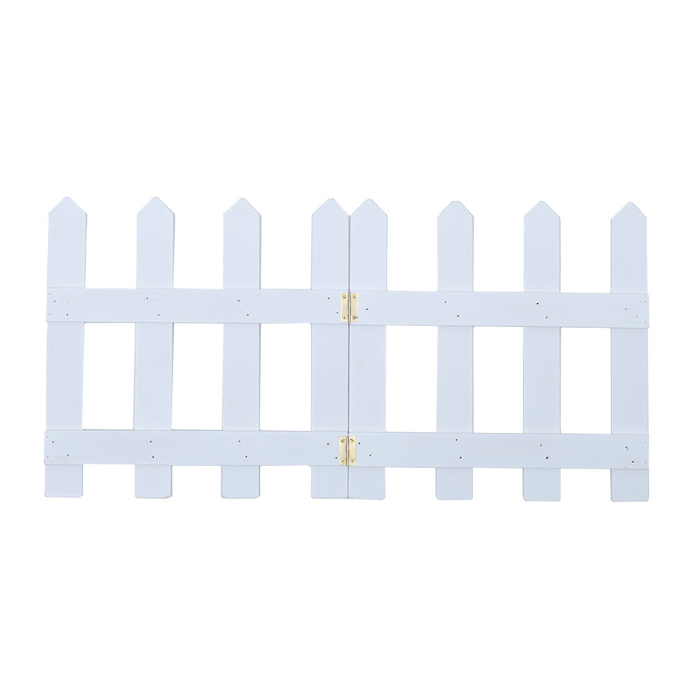 Wood Christmas Tree Picket Fence for Family Holiday Decoration, White