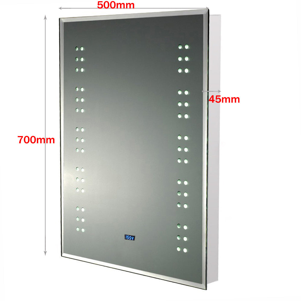 Illuminated LED Bathroom Mirror with Lights Shaver Socket Demister and Sensor Wall Mounted 700x500MM