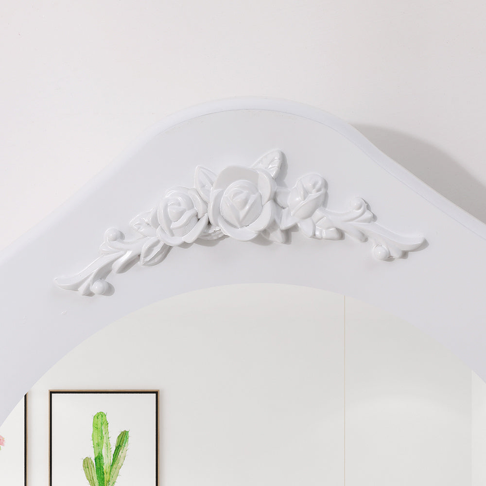 White 4 Drawers Dressing Table with Mirror and Stool Set