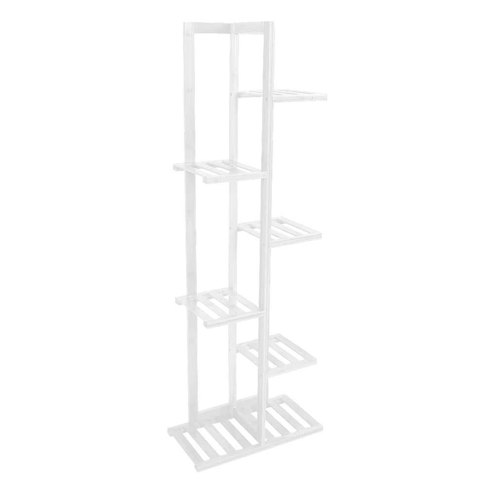 7 Tier Wood Flower Pots Holder Rack, White