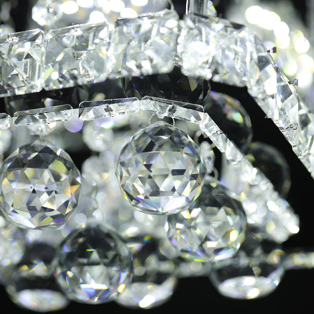 50CM Square LED Crystal Pendant Ceiling Light, Dimmable Light