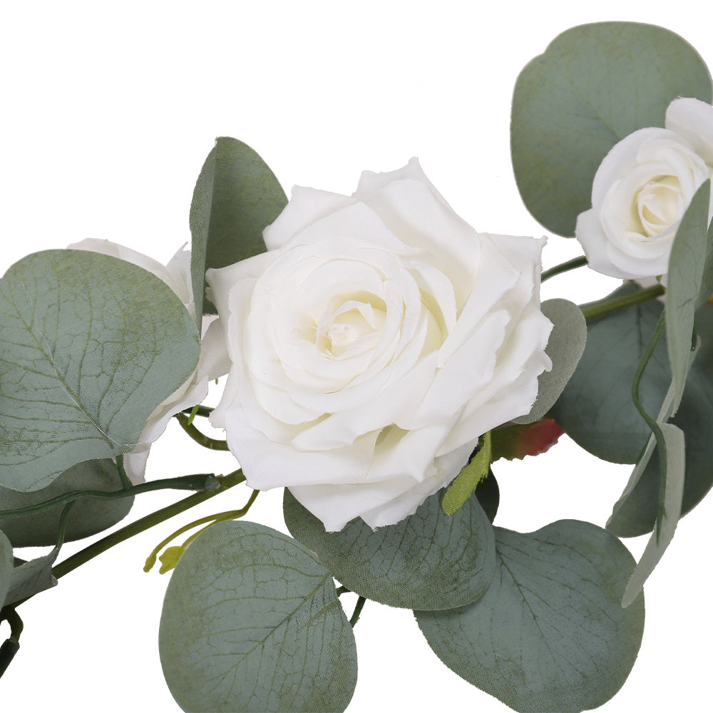 185cm Artificial Rose Eucalyptus Garland Vine Wall Hanging Decor
