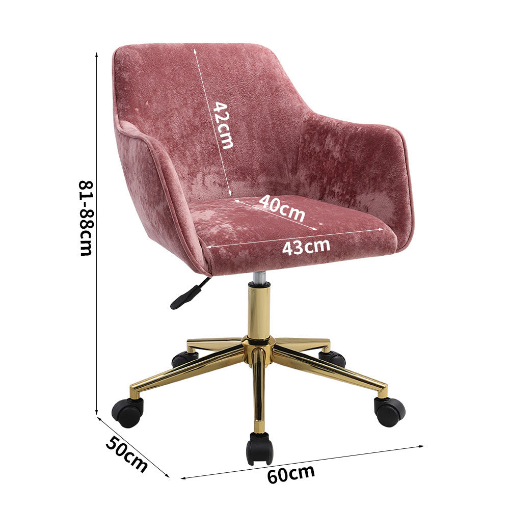 Velvet Upholstered Home Office Swivel Task Chair Ash Pink