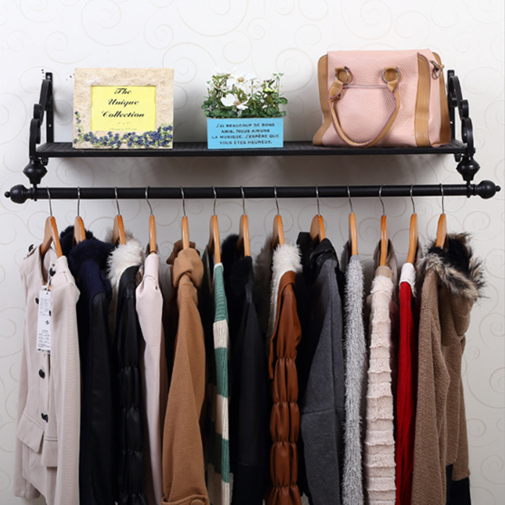 80cm Length Black Wall Mounted Garment Clothes Rail Home Shop Dress Hanging Display