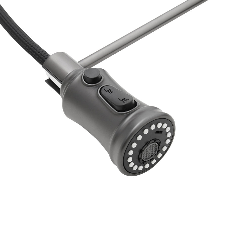 Rotable Pulldown Kitchen Mixer Tap with Spring Spout Grey