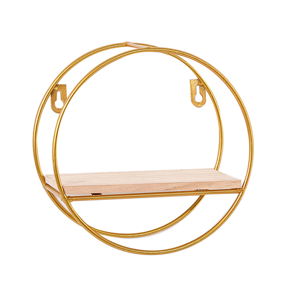 20cm Gold Metal Round Floating Wall Shelf Space Saving Decor