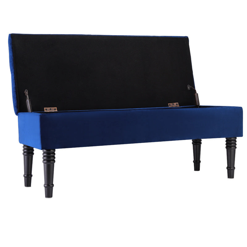 Buttoned Velvet Ottoman Storage Footstool, Royal Blue