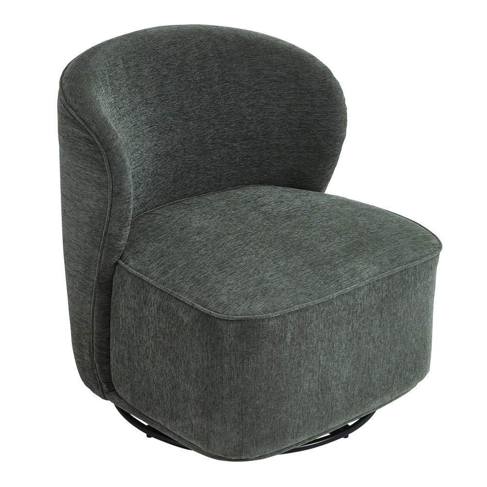 Dark Green 66cm W Chic Upholstered Swivel Chair