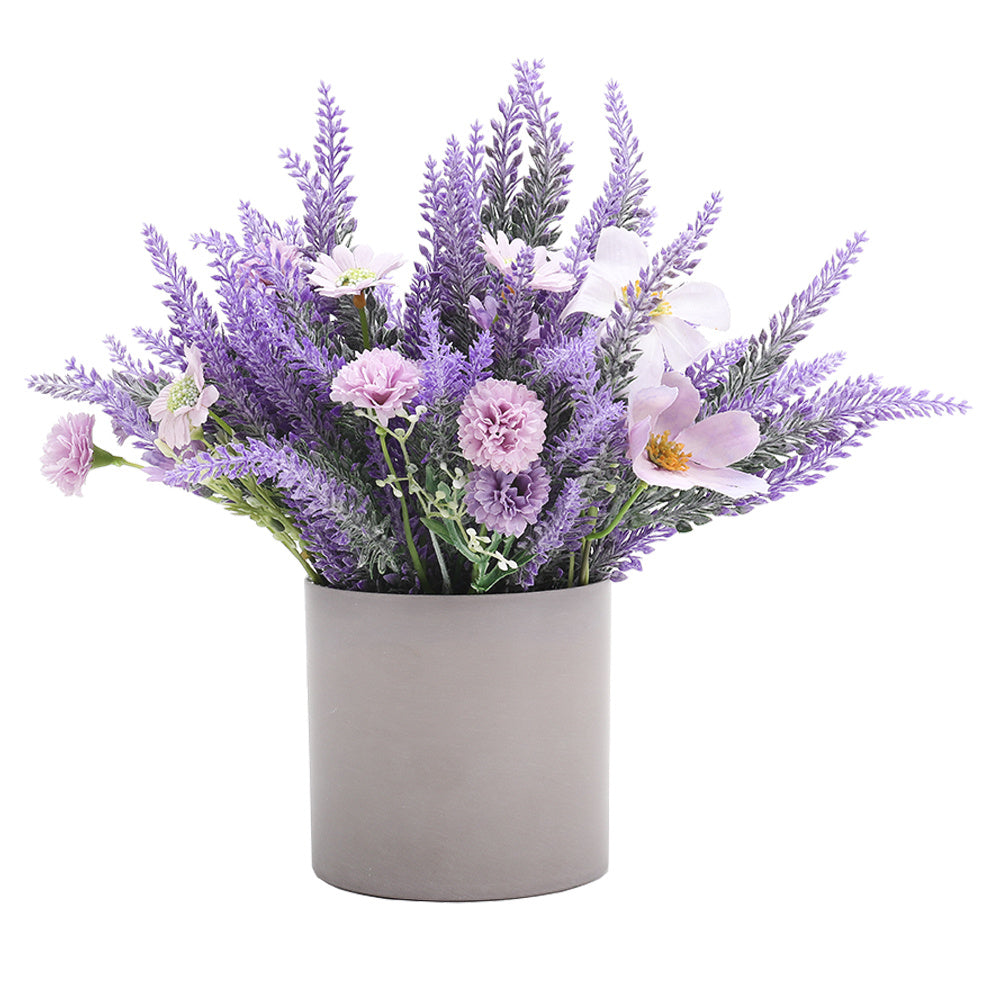 30CM Simulation Mist Lavender Wooden Flower Plant with Pot