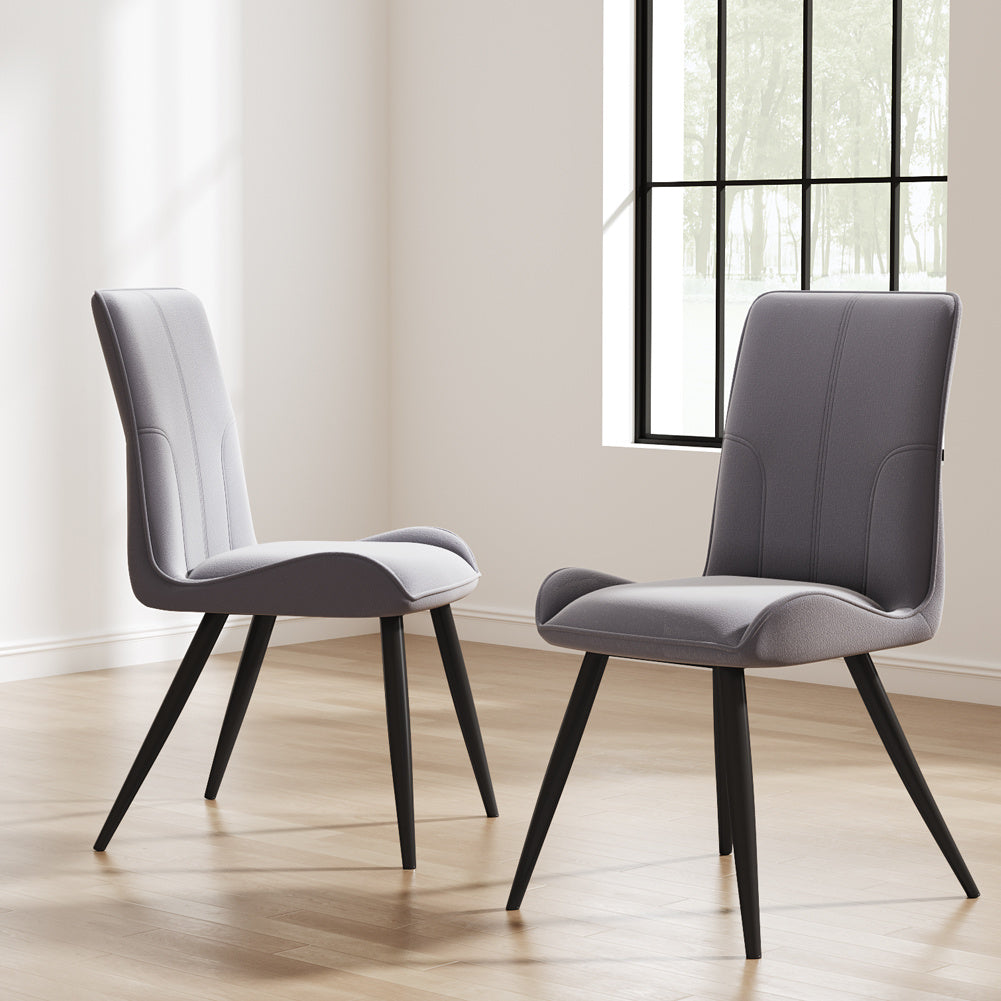 Grey Set of 2 Velvet Upholstered Dining Chairs