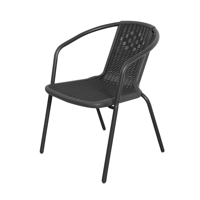 Outdoor Patio Metal Coffee Wicker Dining Chairs Set of 4 Black