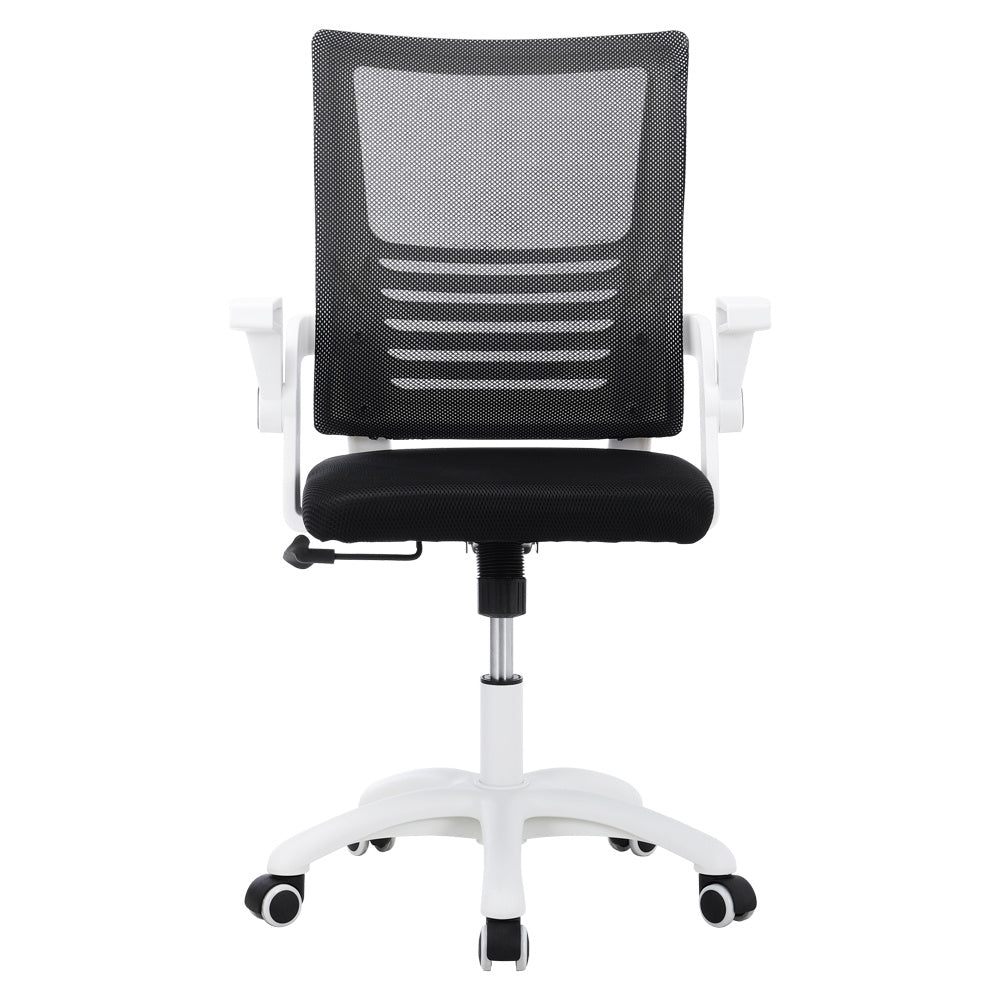 Mesh Office Chair Ergonomic Design with White Flip up Armrests Black