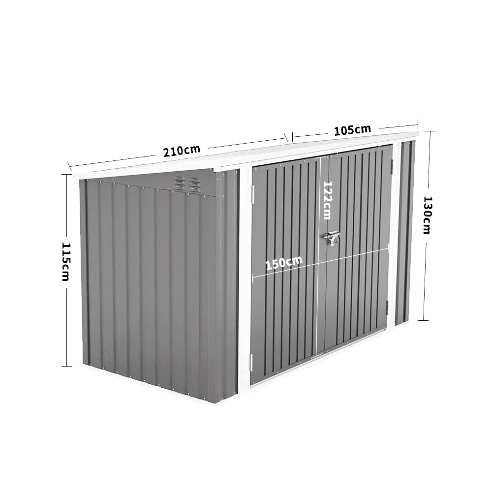 Grey Heavy Duty Steel Bicycle Storage Shed