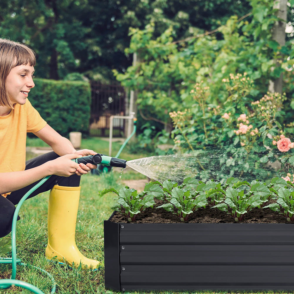 Charcoal Black 120cm W Galvanized Steel Raised Garden Bed Planter Box