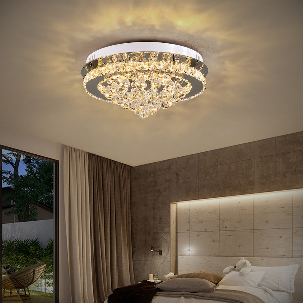 Modern Round LED Ceiling Light Crystal Lamp, 40CM Dimmable