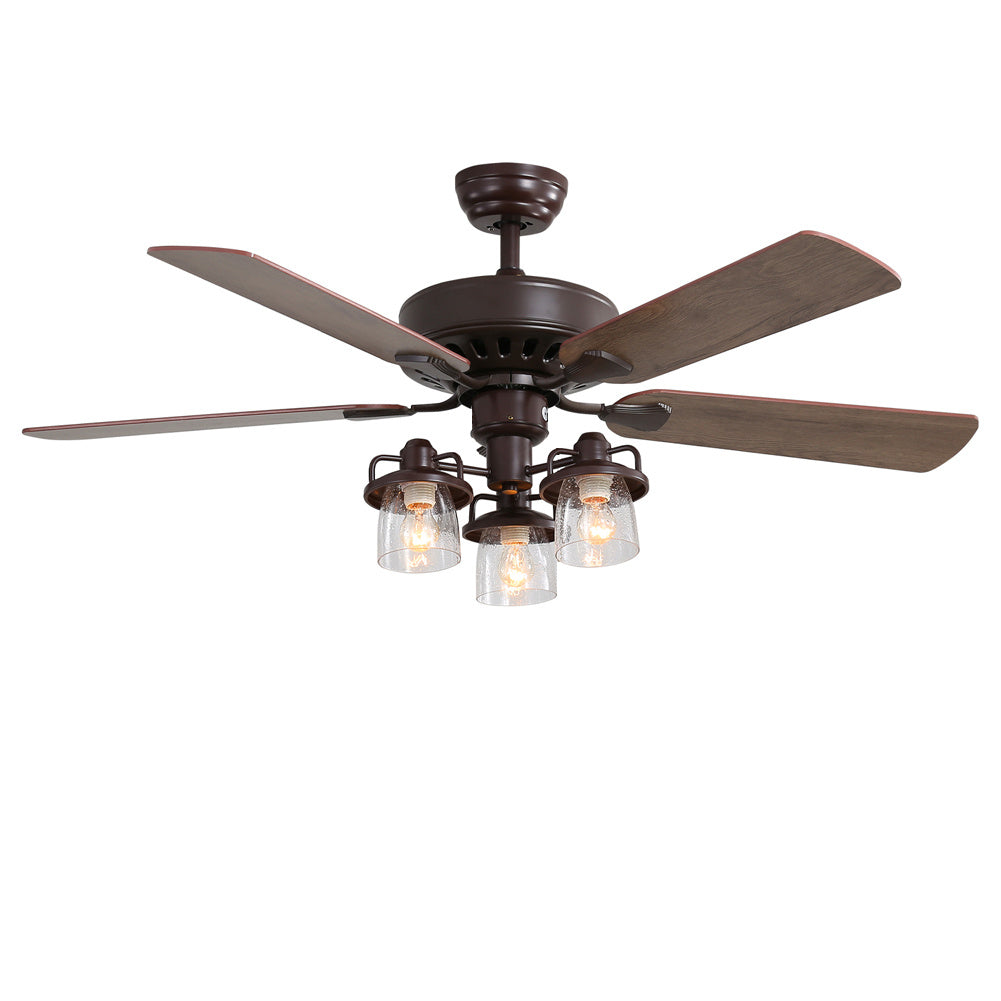 52 Inch Chandelier Ceiling Fan Light with 5 Blades and Remote Control Brown