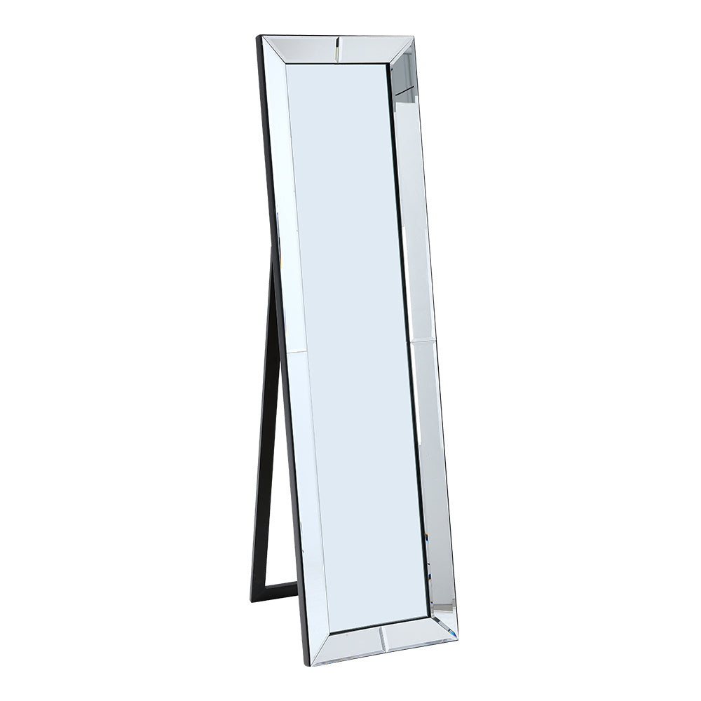 Modern Bedroom Chrome Beveled Full Floor Mirror
