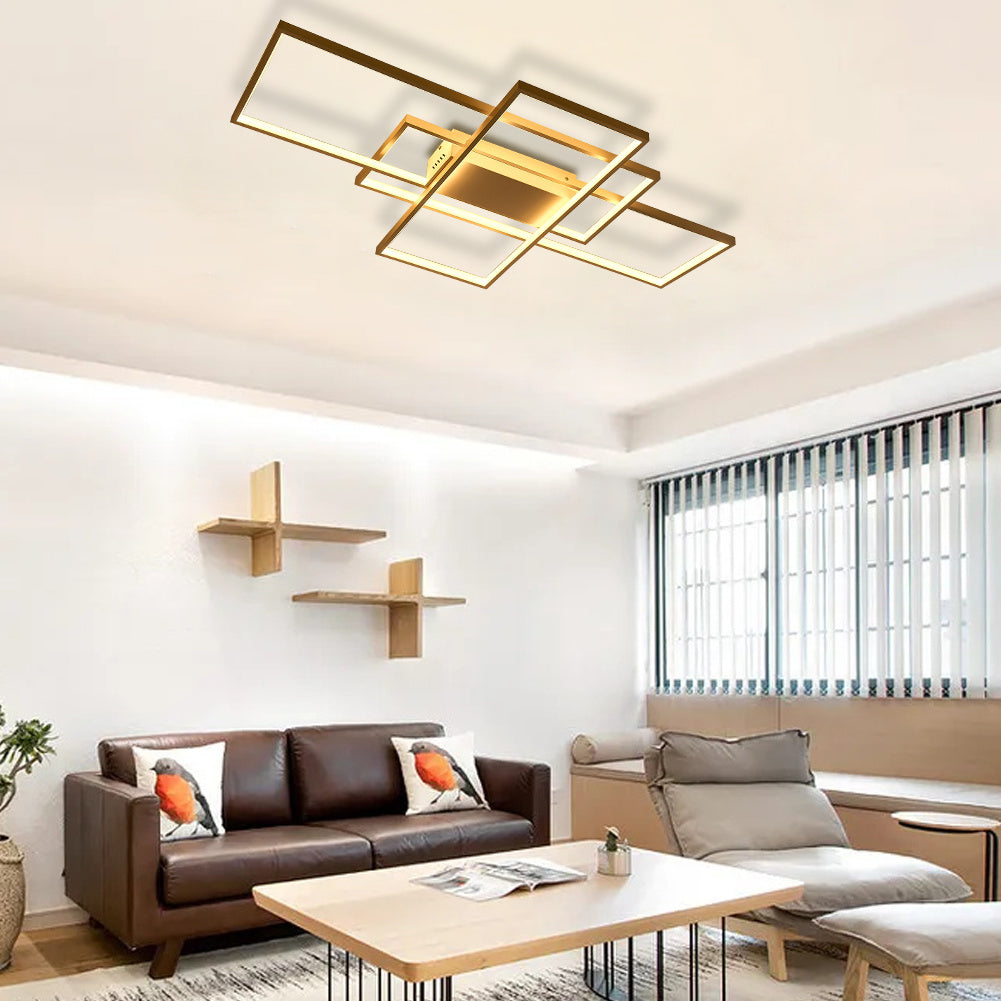 Modern Rectangle LED Chandelier Ceiling Light , 90CM Dimmable