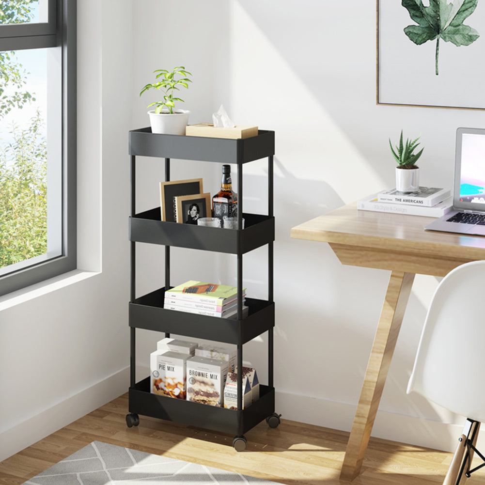 4 Tier Kitchen Trolley Cart Vegetable Fruite Storage Rack Shelf, Black
