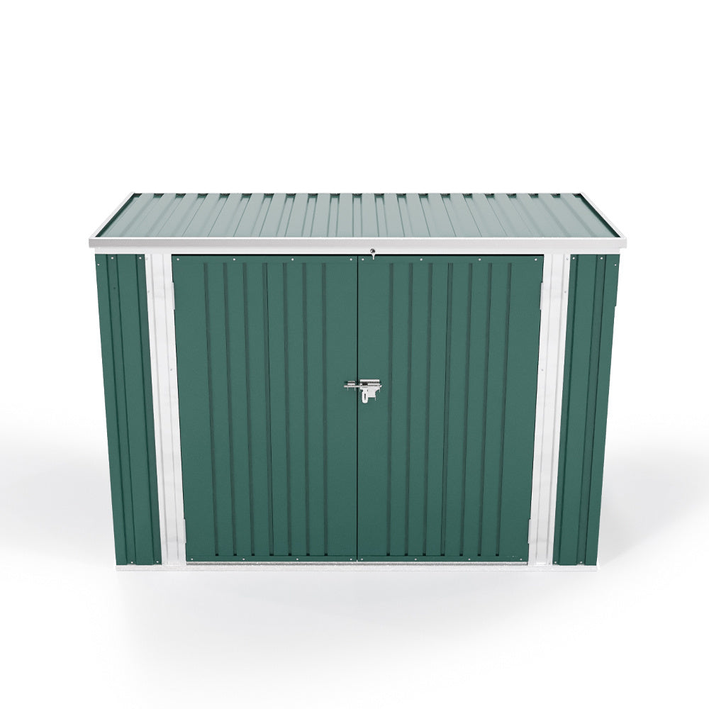 Steel Trash Can Recycle Bin Enclosure Storage Shed, Green