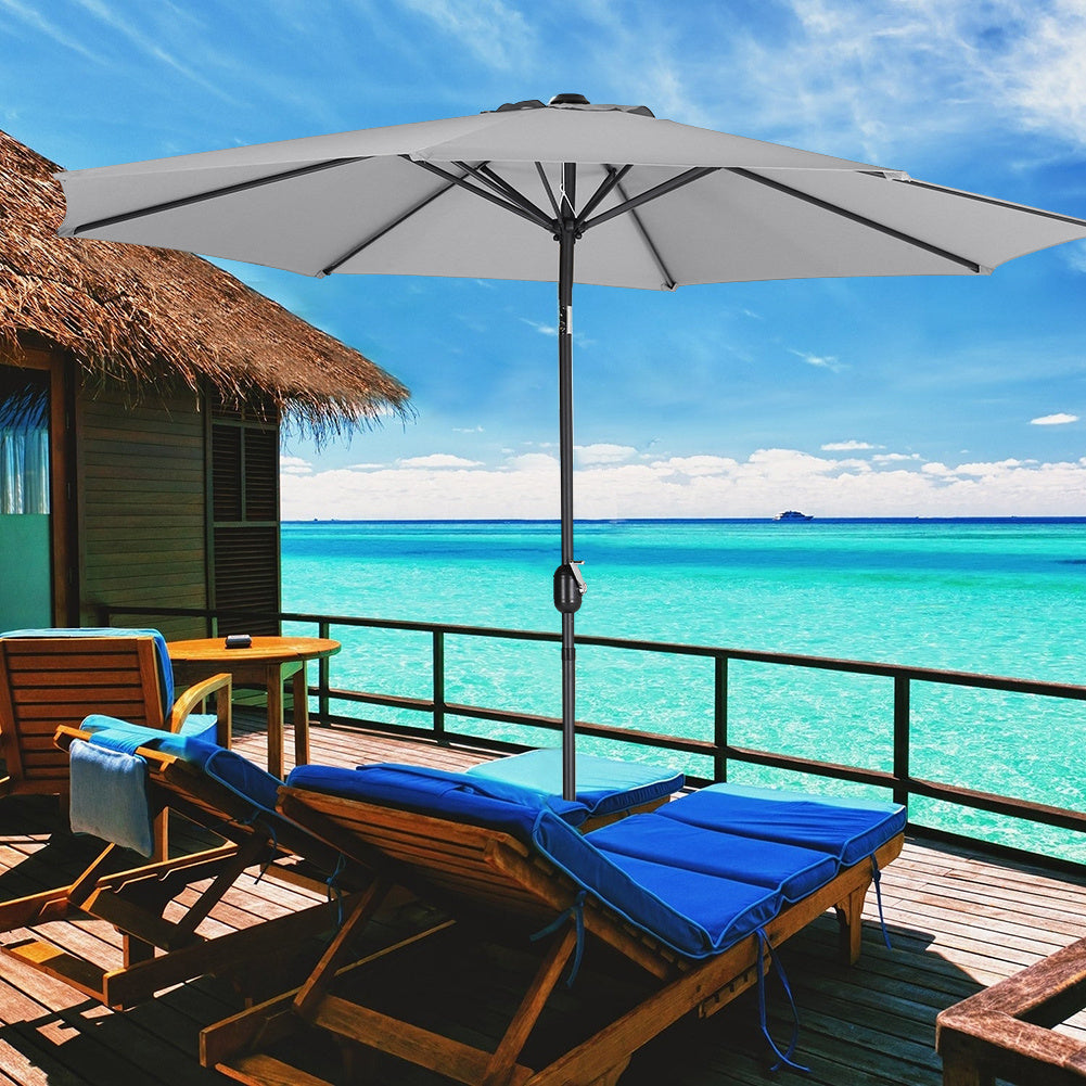 3M Large Round Garden Parasol Outdoor Beach Umbrella Patio Sun Shade Crank Tilt No Base Light Grey