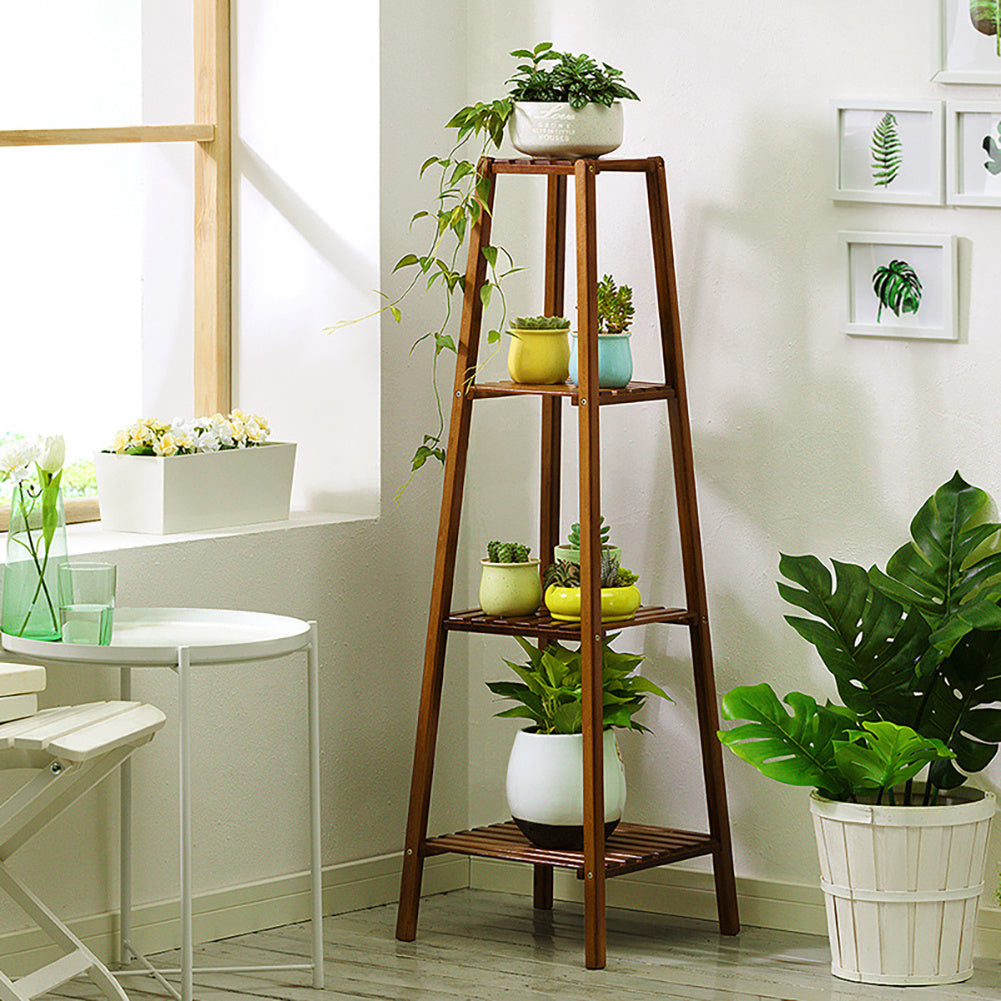 4 Tier Modern Wood Plant Stand Flowers Pots Holder