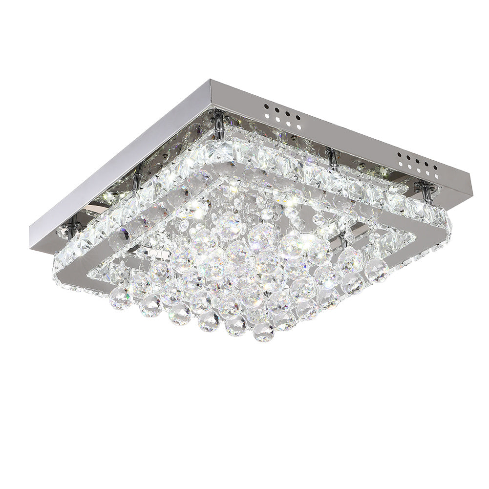 40CM Square LED Crystal Pendant Ceiling Light, Cool White