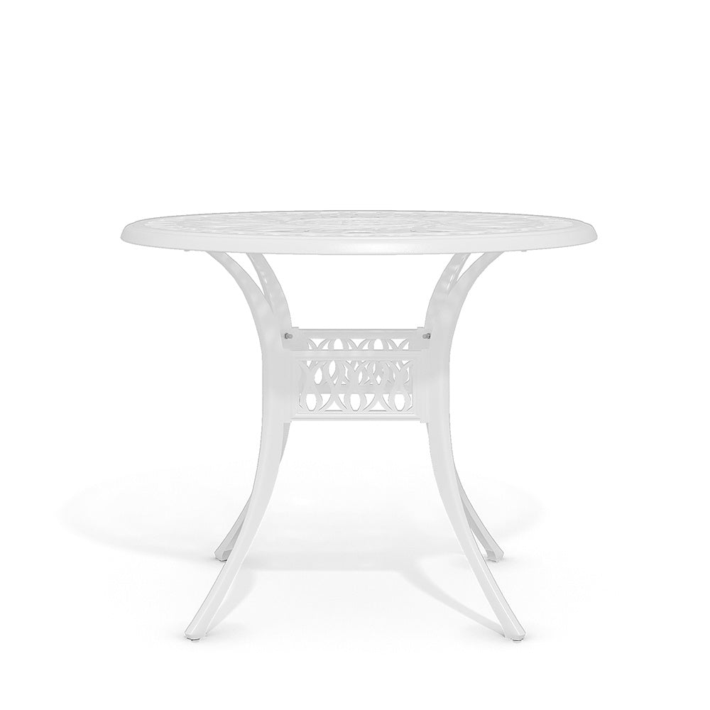 Outdoor Round White Cast Aluminum Garden Bistro Table