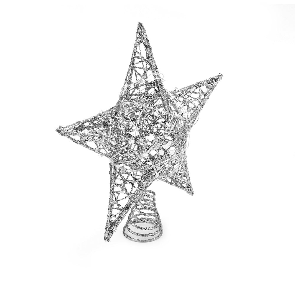 LED Light Up Christmas Tree Topper Star Xmas Ornament Home Party Decoration, Silver 20X23CM