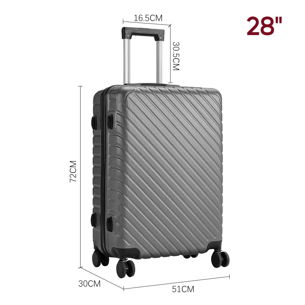 Silver 28 inch Lightweight Hardside Travel Suitcase with Wheels