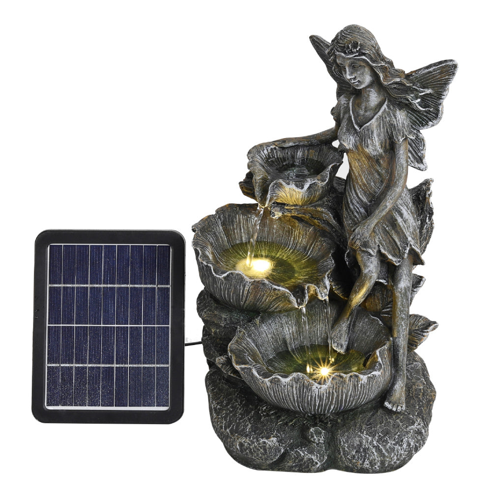 Solar Resin Garden Water Fountain Waterfall