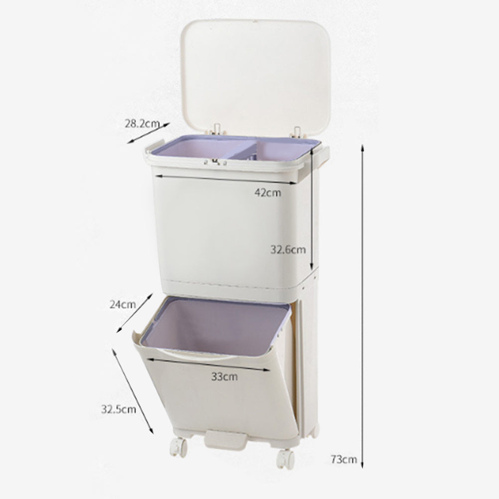38L 2 Compartment Pedal Recycling Waste Bin for Kitchen