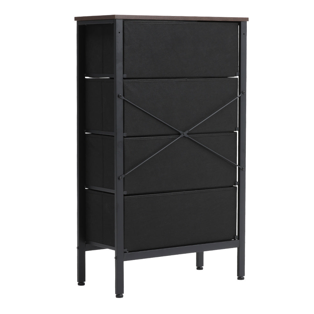 4 Drawer Rustic Rattan Storage Cabinet