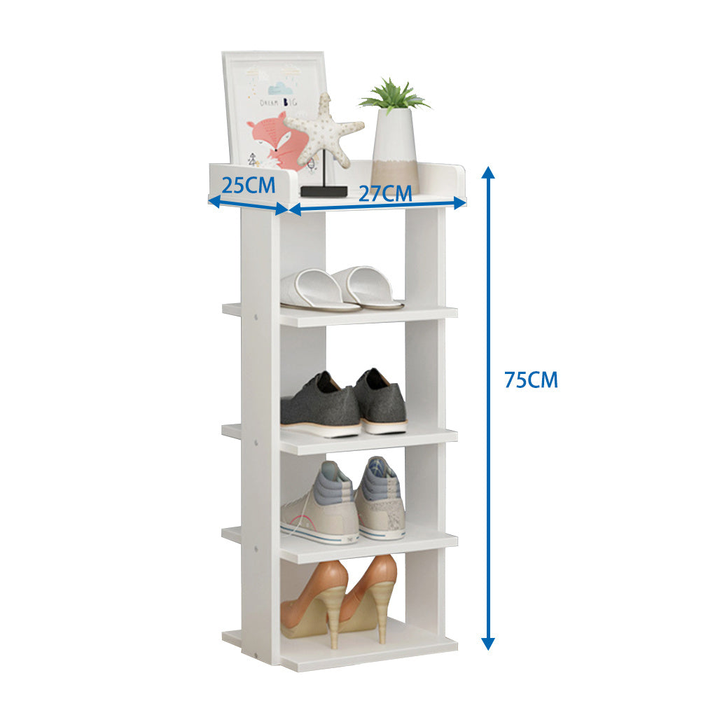 5 Tier White Wood Shoe Rack Storage Shelf