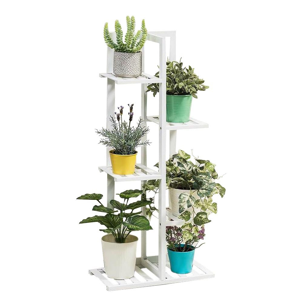 5 Tier Wood Plant Stand, White