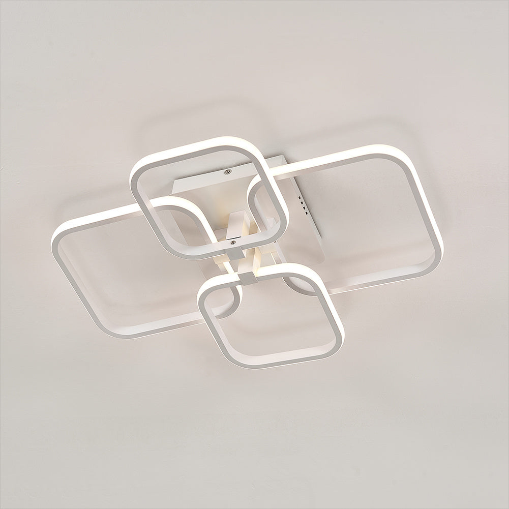 Square LED Dimmable Ceiling Light With Remote 4 Head